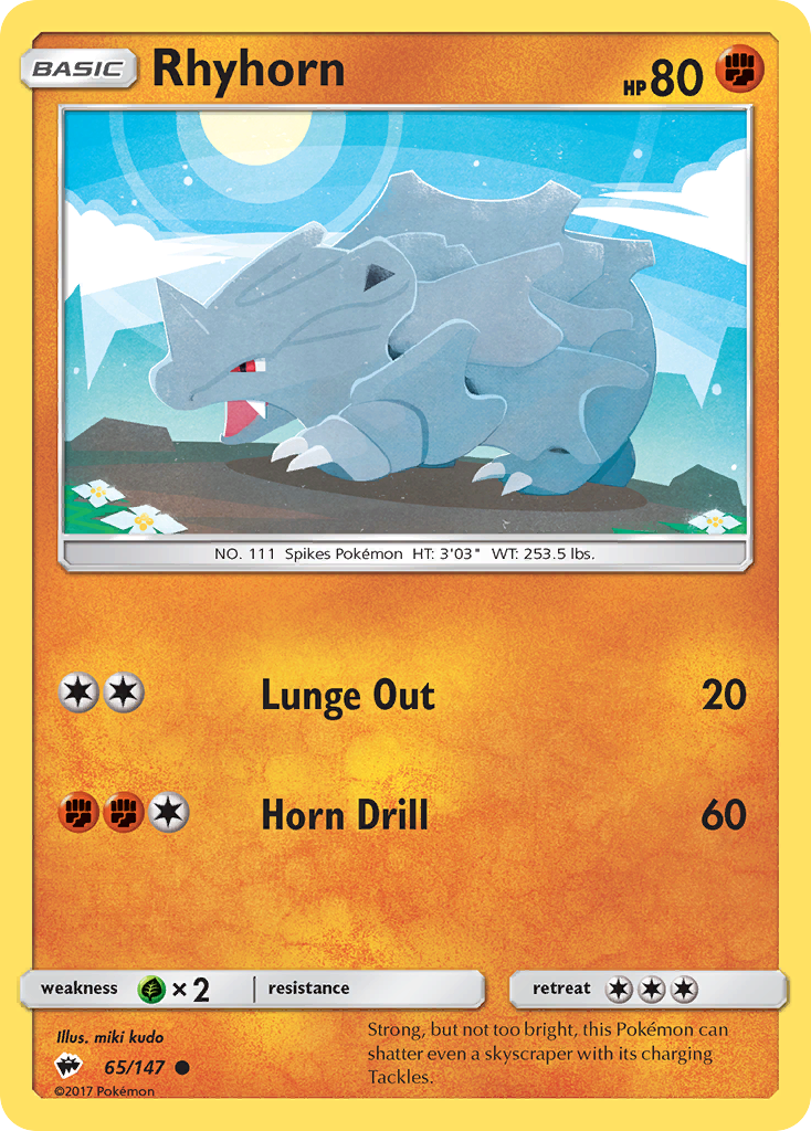 Rhyhorn (65/147) [Sun & Moon: Burning Shadows] | Tables and Towers