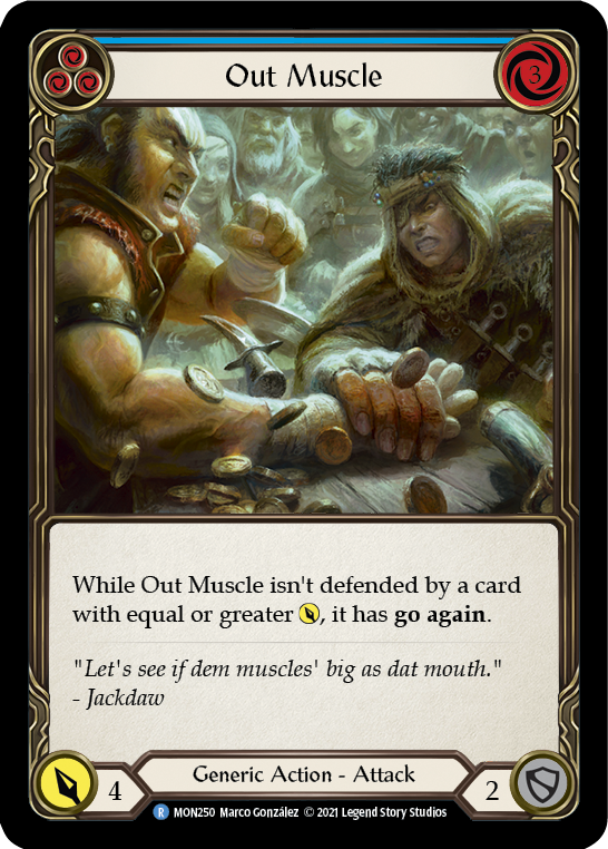 Out Muscle (Blue) [MON250-RF] (Monarch)  1st Edition Rainbow Foil | Tables and Towers