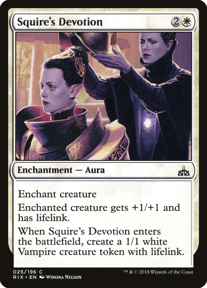 Squire's Devotion [Rivals of Ixalan] | Tables and Towers