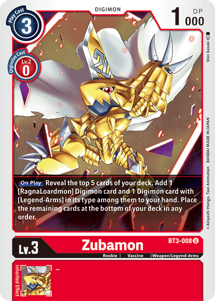 Zubamon [BT3-008] [Release Special Booster Ver.1.5] | Tables and Towers