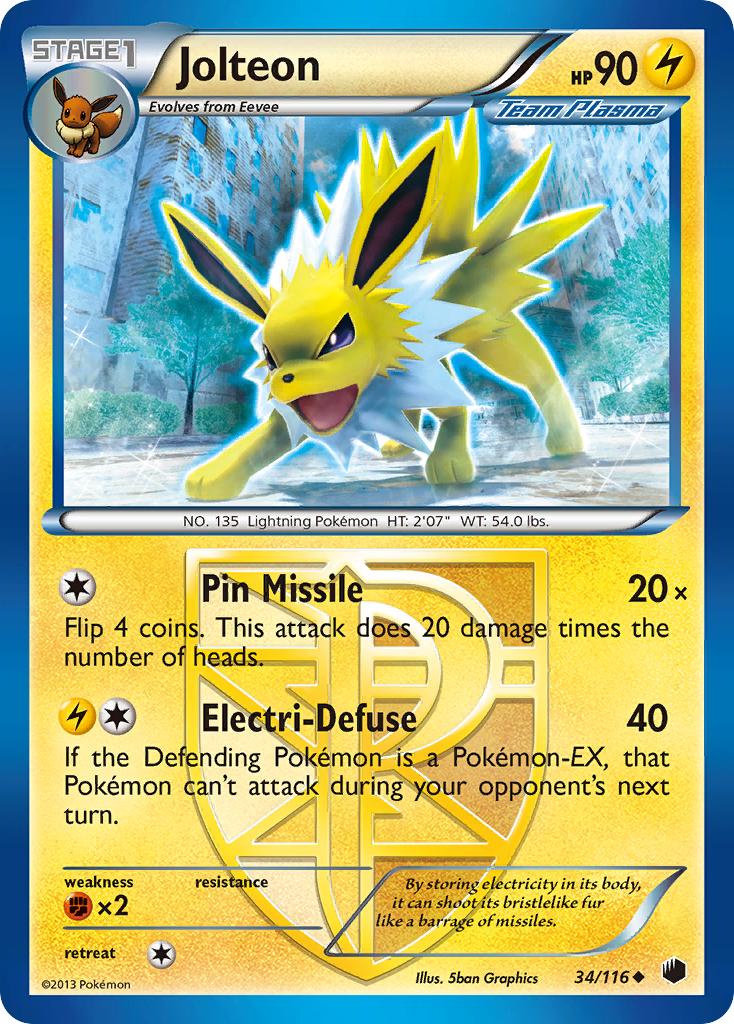 Jolteon (34/116) [Black & White: Plasma Freeze] | Tables and Towers