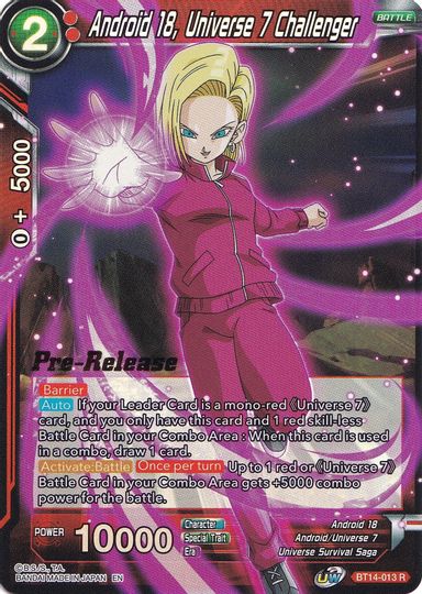 Android 18, Universe 7 Challenger (BT14-013) [Cross Spirits Prerelease Promos] | Tables and Towers