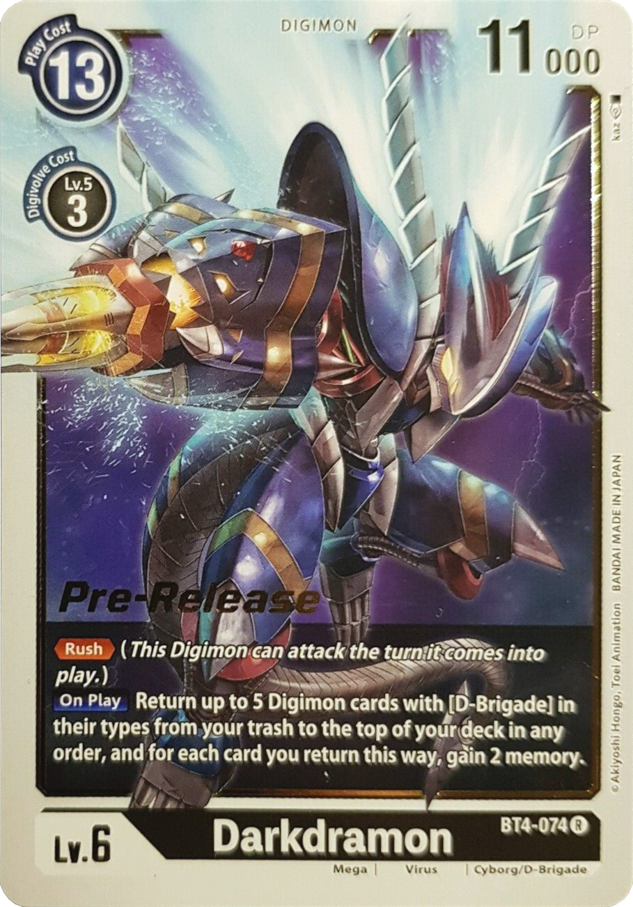 Darkdramon [BT4-074] [Great Legend Pre-Release Promos] | Tables and Towers