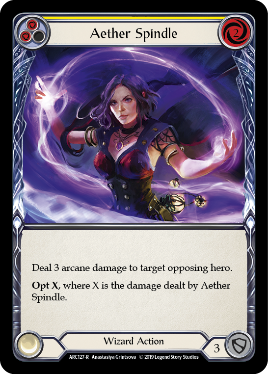 Aether Spindle (Yellow) [ARC127-R] (Arcane Rising)  1st Edition Rainbow Foil | Tables and Towers