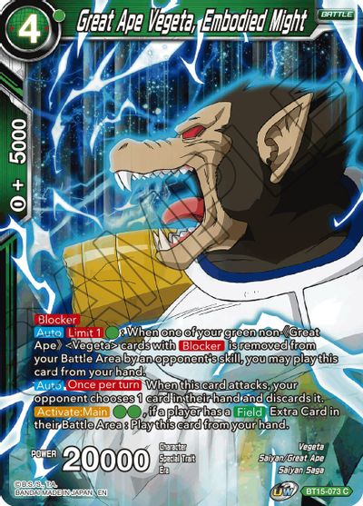 Great Ape Vegeta, Embodied Might (BT15-073) [Saiyan Showdown] | Tables and Towers