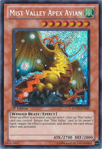 Mist Valley Apex Avian [HA02-EN049] Secret Rare | Tables and Towers