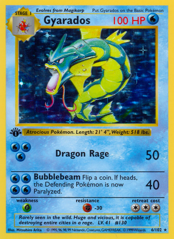 Gyarados (6/102) (Shadowless) [Base Set 1st Edition] | Tables and Towers