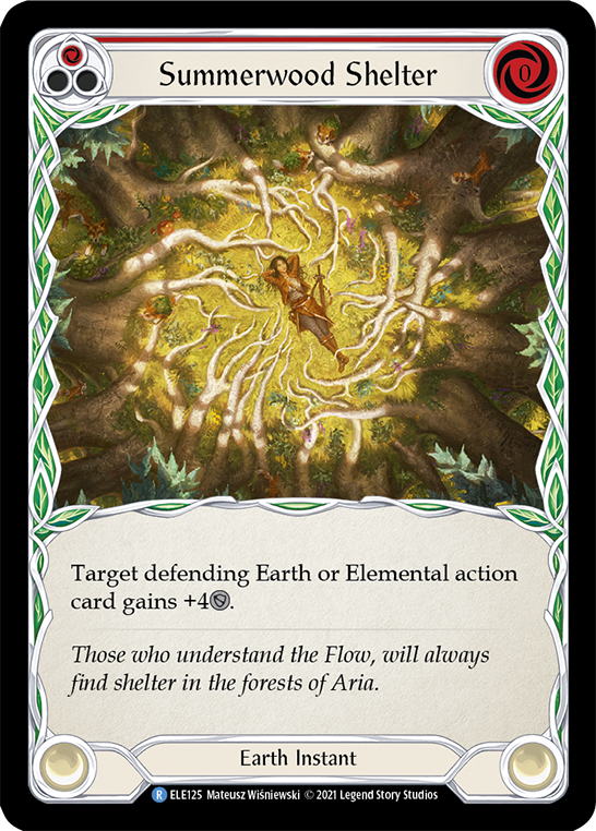 Summerwood Shelter (Red) [ELE125] (Tales of Aria)  1st Edition Rainbow Foil | Tables and Towers