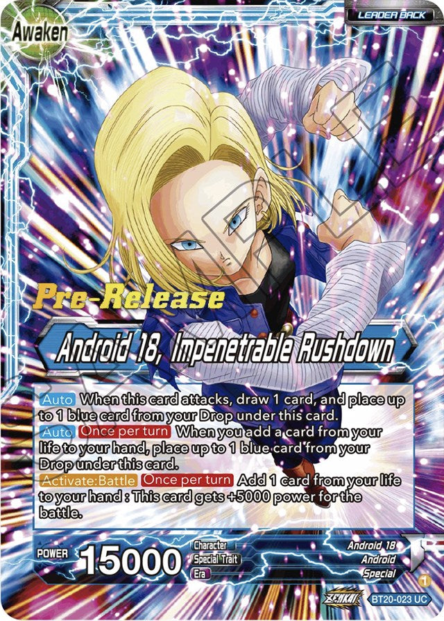 Android 18 // Android 18, Impenetrable Rushdown (BT20-023) [Power Absorbed Prerelease Promos] | Tables and Towers