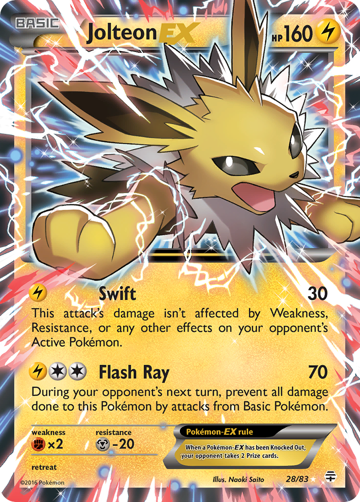 Jolteon EX (28/83) [XY: Generations] | Tables and Towers