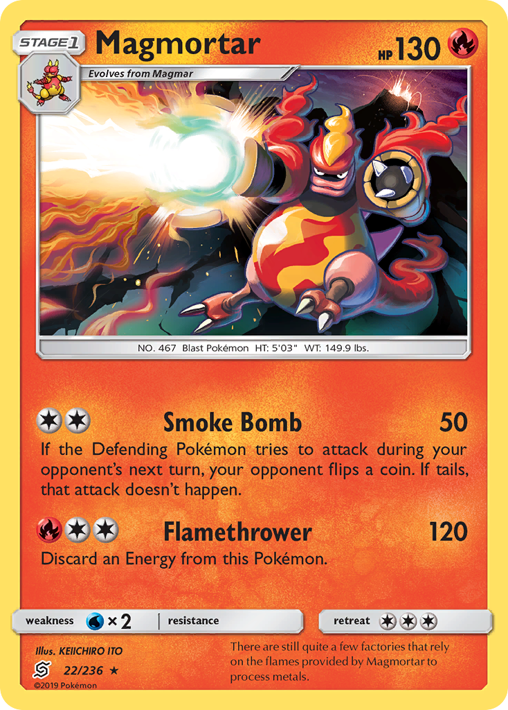 Magmortar (22/236) [Sun & Moon: Unified Minds] | Tables and Towers