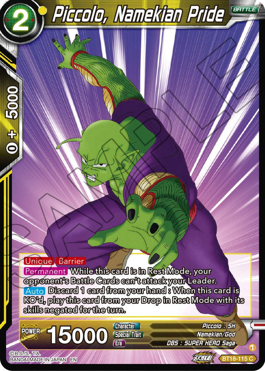 Piccolo, Namekian Pride (BT18-115) [Dawn of the Z-Legends] | Tables and Towers