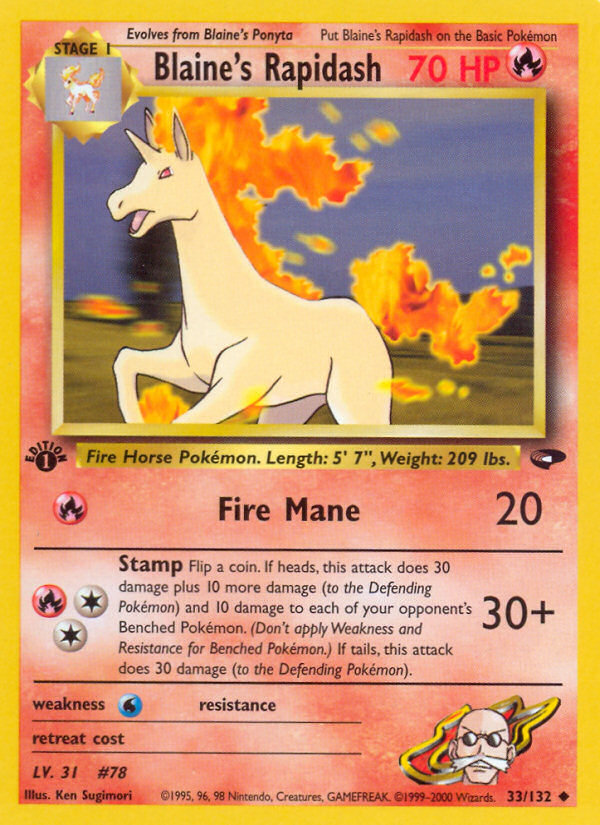 Blaine's Rapidash (33/132) [Gym Challenge 1st Edition] | Tables and Towers