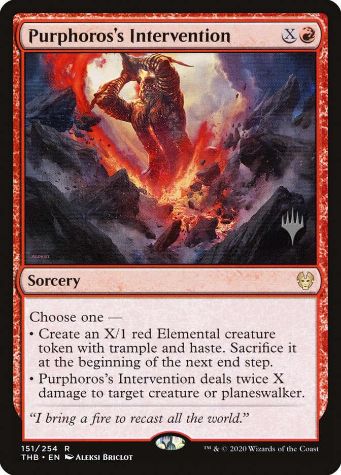 Purphoros's Intervention (Promo Pack) [Theros Beyond Death Promos] | Tables and Towers