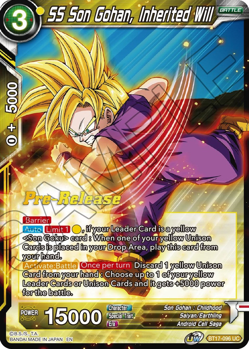 SS Son Gohan, Inherited Will (BT17-096) [Ultimate Squad Prerelease Promos] | Tables and Towers