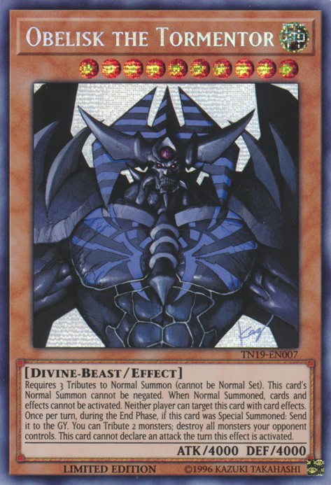 Obelisk the Tormentor [TN19-EN007] Prismatic Secret Rare | Tables and Towers