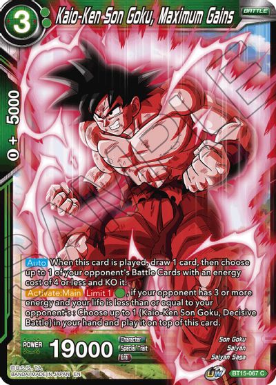 Kaio-Ken Son Goku, Maximum Gains (BT15-067) [Saiyan Showdown] | Tables and Towers