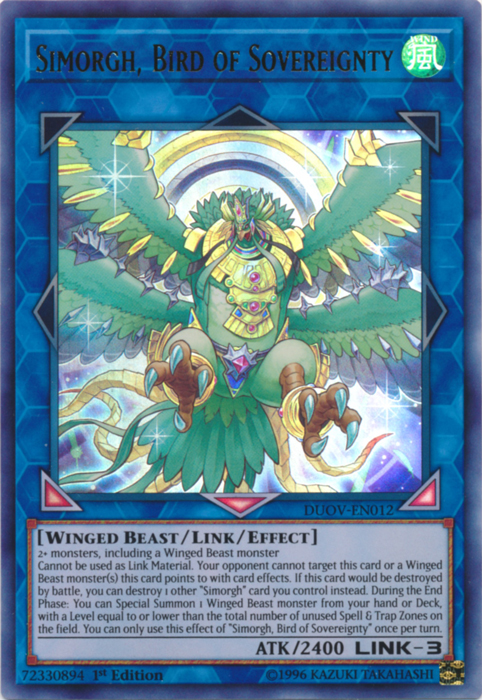 Simorgh, Bird of Sovereignty [DUOV-EN012] Ultra Rare | Tables and Towers