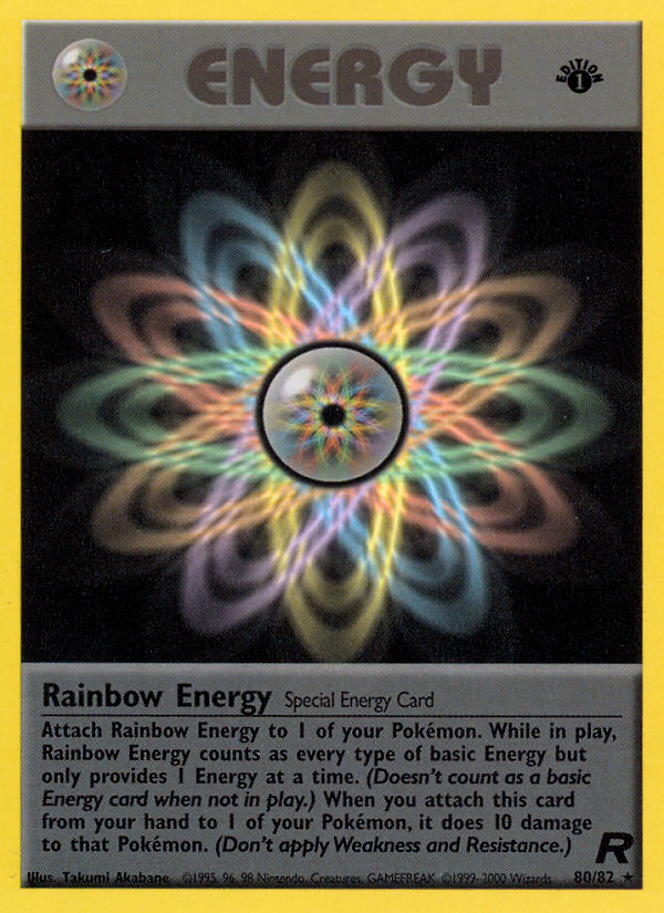 Rainbow Energy (80/82) [Team Rocket 1st Edition] | Tables and Towers