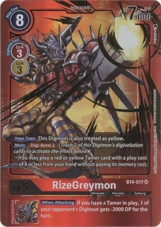 RizeGreymon [BT4-017] (Alternate Art - Red Border) [Great Legend Promos] | Tables and Towers