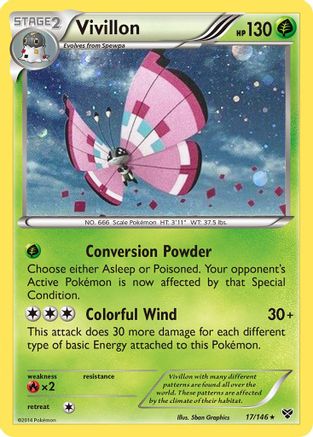 Vivillon (17/146) (Meadow Form/Pink Wings) (Cosmos Holo) [XY: Base Set] | Tables and Towers