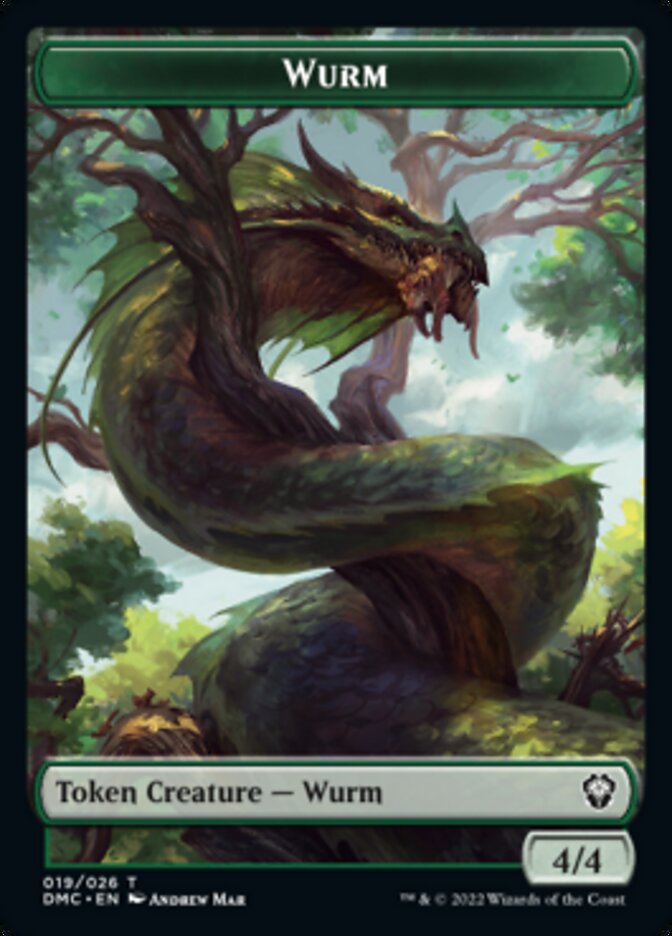 Bird (002) // Wurm Double-Sided Token [Dominaria United Tokens] | Tables and Towers