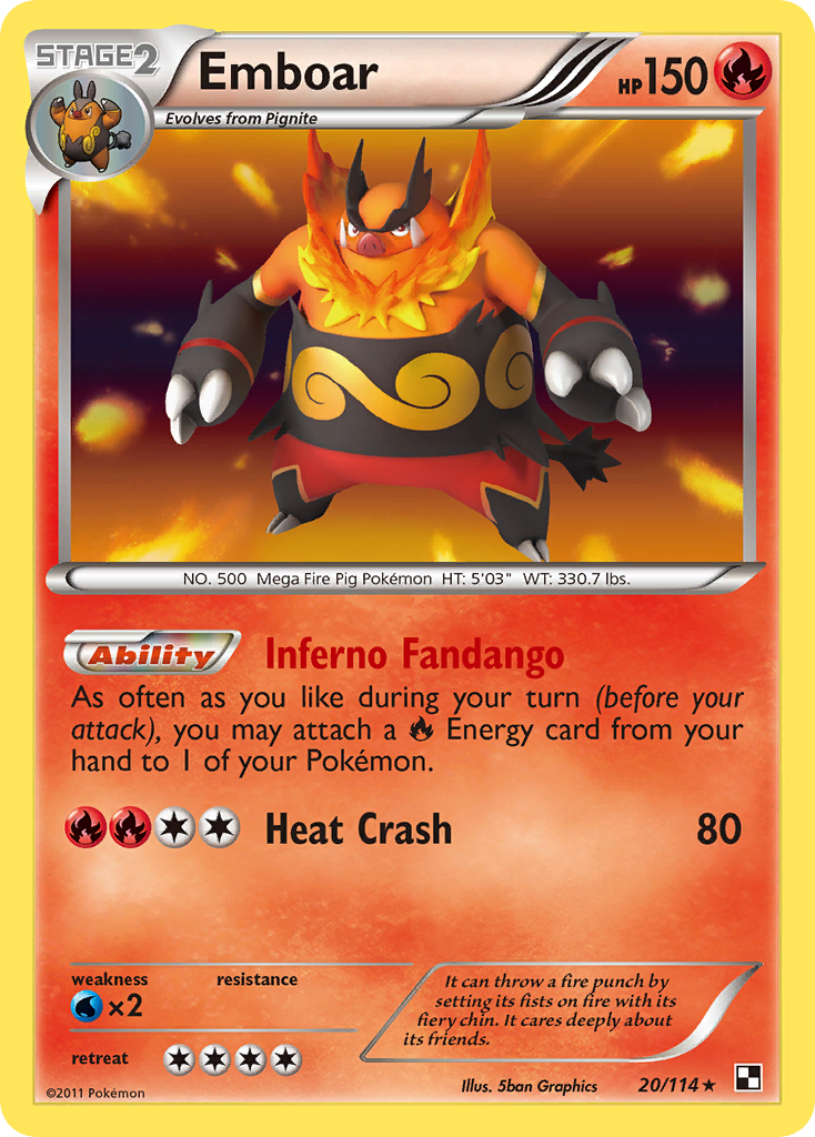 Emboar (20/114) [Black & White: Base Set] | Tables and Towers