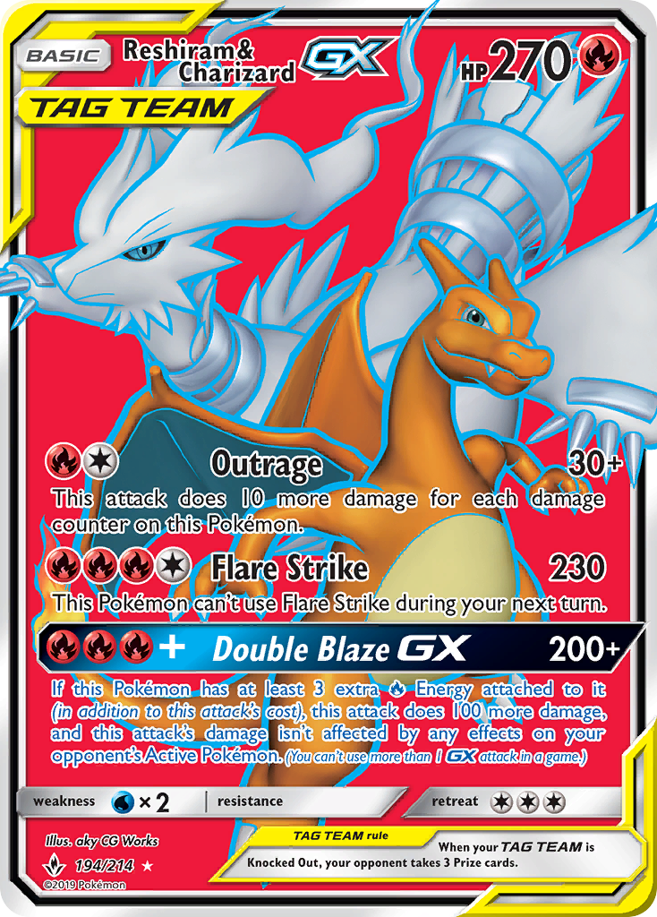 Reshiram & Charizard GX (194/214) [Sun & Moon: Unbroken Bonds] | Tables and Towers