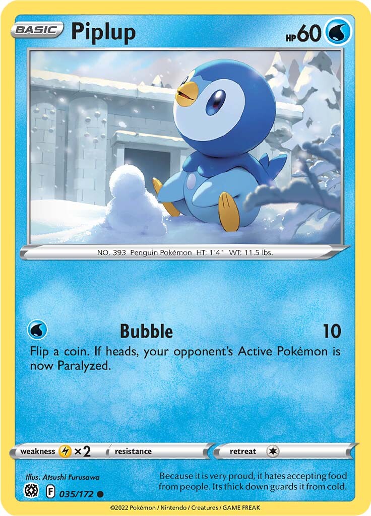 Piplup (035/172) [Sword & Shield: Brilliant Stars] | Tables and Towers