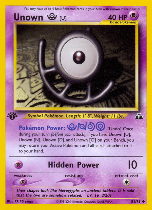 Unown [U] (51/75) [Neo Discovery 1st Edition] | Tables and Towers