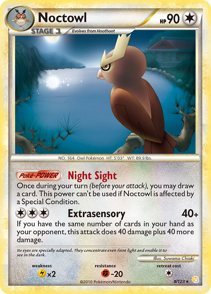 Noctowl (8/123) (Theme Deck Exclusive) [HeartGold & SoulSilver: Base Set] | Tables and Towers