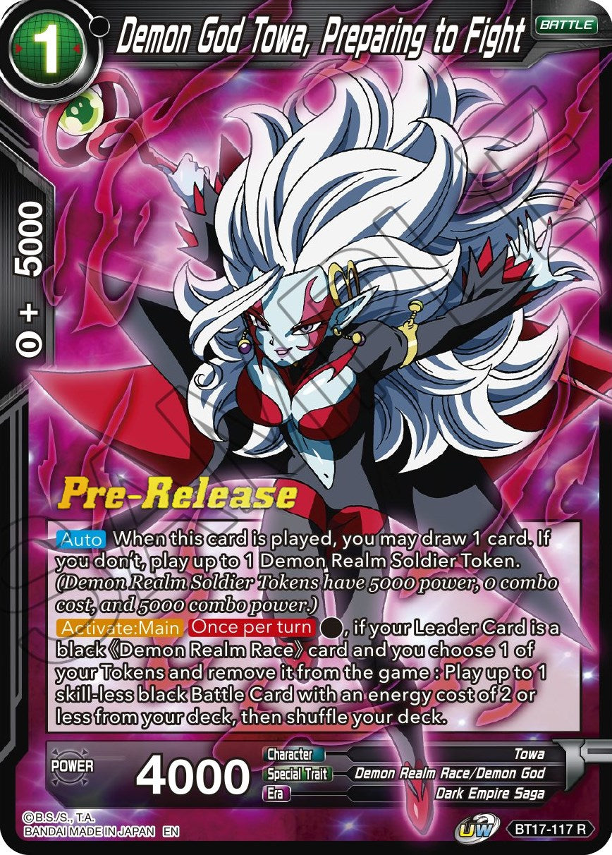 Demon God Towa, Preparing to Fight (BT17-117) [Ultimate Squad Prerelease Promos] | Tables and Towers