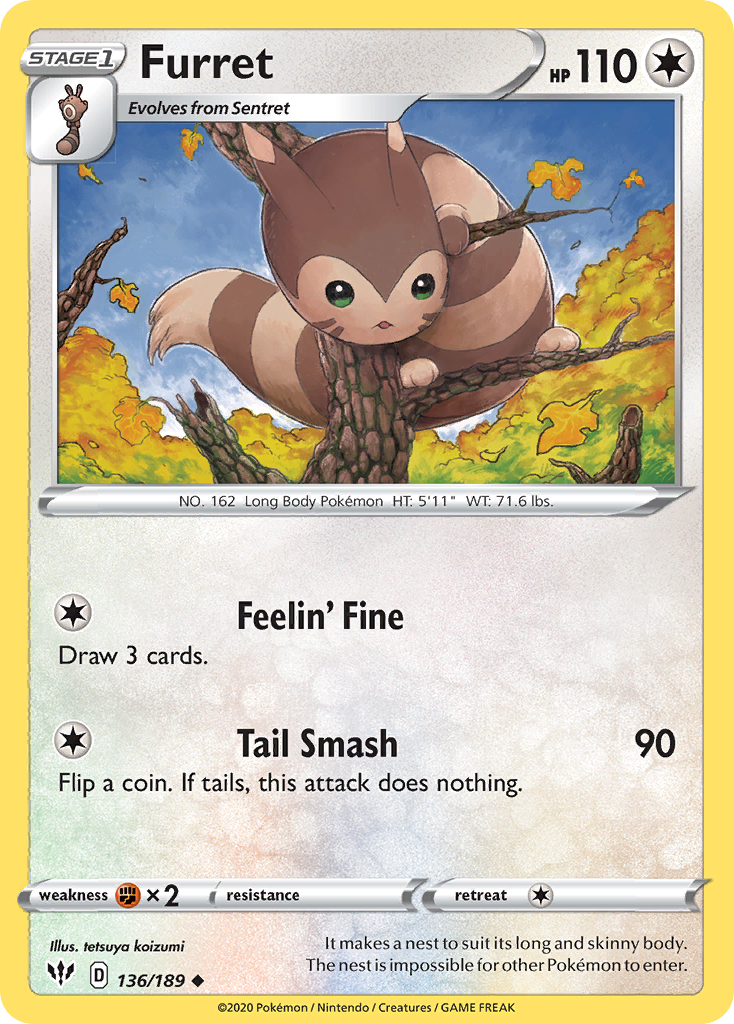 Furret (136/189) [Sword & Shield: Darkness Ablaze] | Tables and Towers