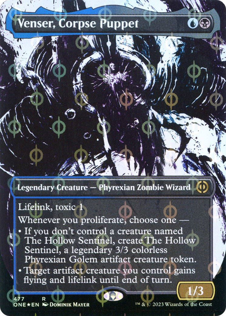 Venser, Corpse Puppet (Borderless Ichor Step-and-Compleat Foil) [Phyrexia: All Will Be One] | Tables and Towers