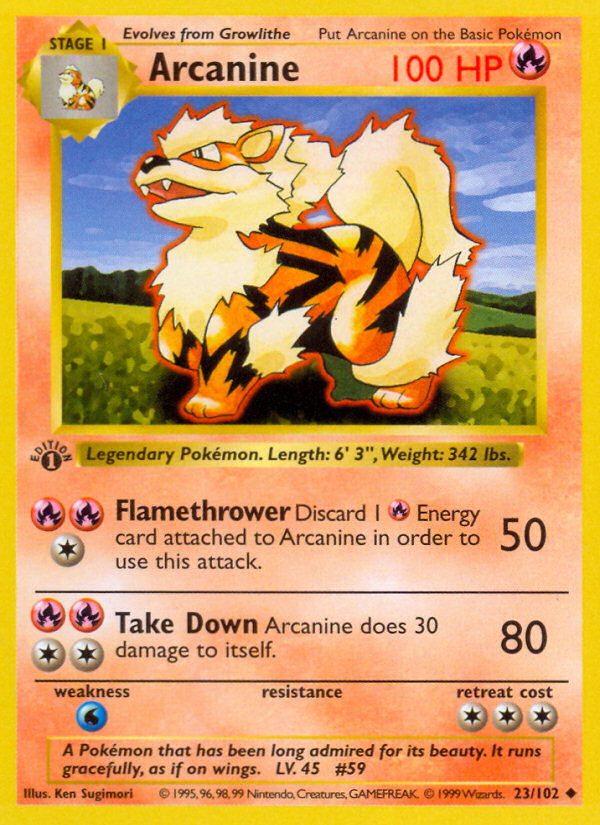 Arcanine (23/102) (Shadowless) [Base Set 1st Edition] | Tables and Towers