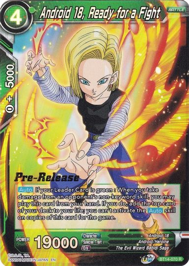 Android 18, Ready for a Fight (BT14-070) [Cross Spirits Prerelease Promos] | Tables and Towers