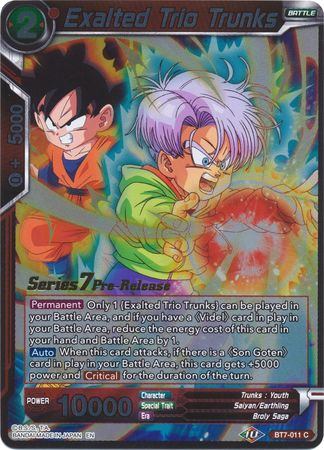 Exalted Trio Trunks (BT7-011_PR) [Assault of the Saiyans Prerelease Promos] | Tables and Towers