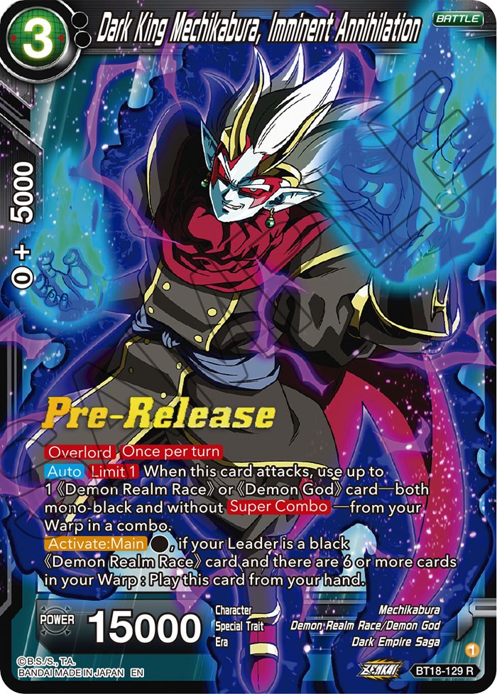 Dark King Mechikabura, Imminent Annihilation (BT18-129) [Dawn of the Z-Legends Prerelease Promos] | Tables and Towers