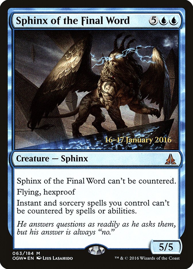 Sphinx of the Final Word [Oath of the Gatewatch Prerelease Promos] | Tables and Towers