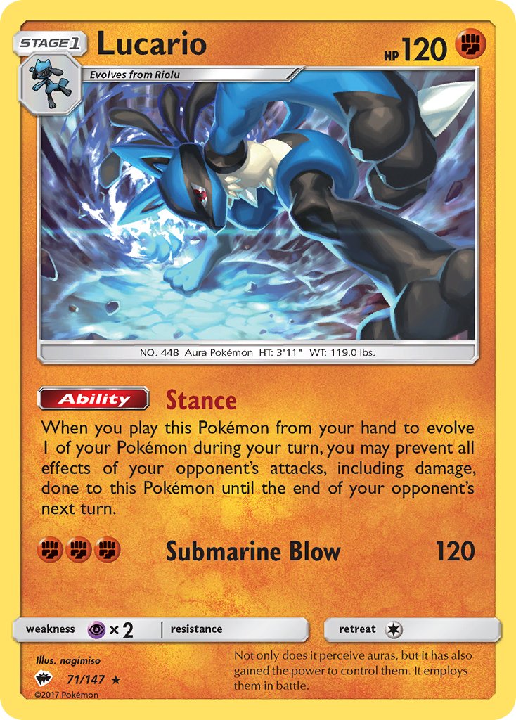 Lucario (71/147) (Theme Deck Exclusive) [Sun & Moon: Burning Shadows] | Tables and Towers