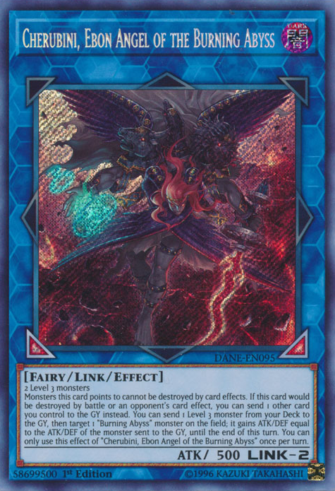 Cherubini, Ebon Angel of the Burning Abyss [DANE-EN095] Secret Rare | Tables and Towers