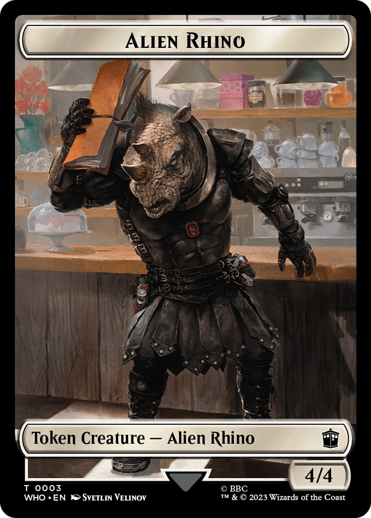 Alien Rhino // Alien Warrior Double-Sided Token [Doctor Who Tokens] | Tables and Towers