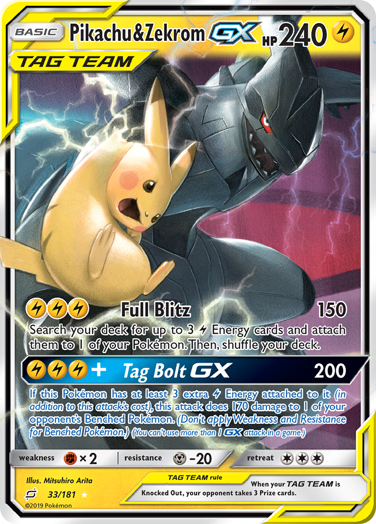 Pikachu & Zekrom GX (33/181) [Sun & Moon: Team Up] | Tables and Towers