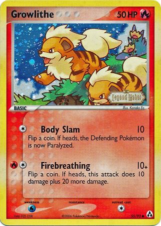 Growlithe (55/92) (Stamped) [EX: Legend Maker] | Tables and Towers