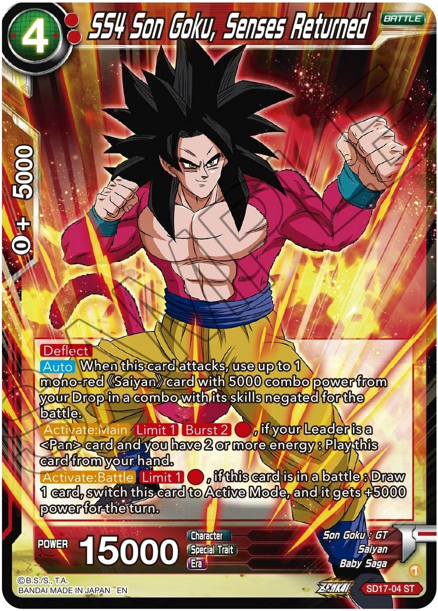 SS4 Son Goku, Senses Returned (SD17-04) [Dawn of the Z-Legends] | Tables and Towers