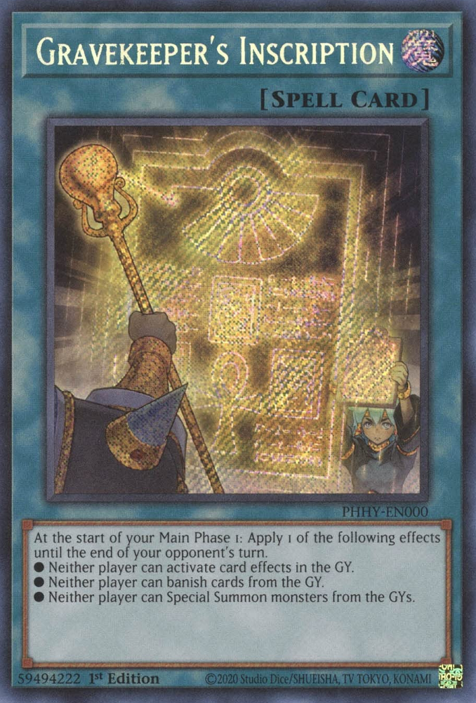 Gravekeeper's Inscription [PHHY-EN000] Secret Rare | Tables and Towers