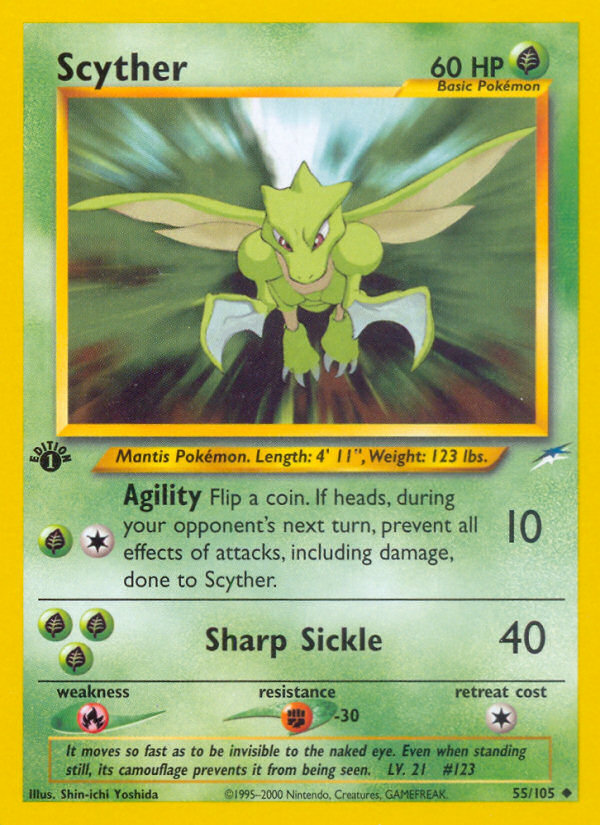 Scyther (55/105) [Neo Destiny 1st Edition] | Tables and Towers