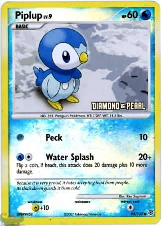 Piplup (93/130) [Burger King Promos: 2008 Collection] | Tables and Towers