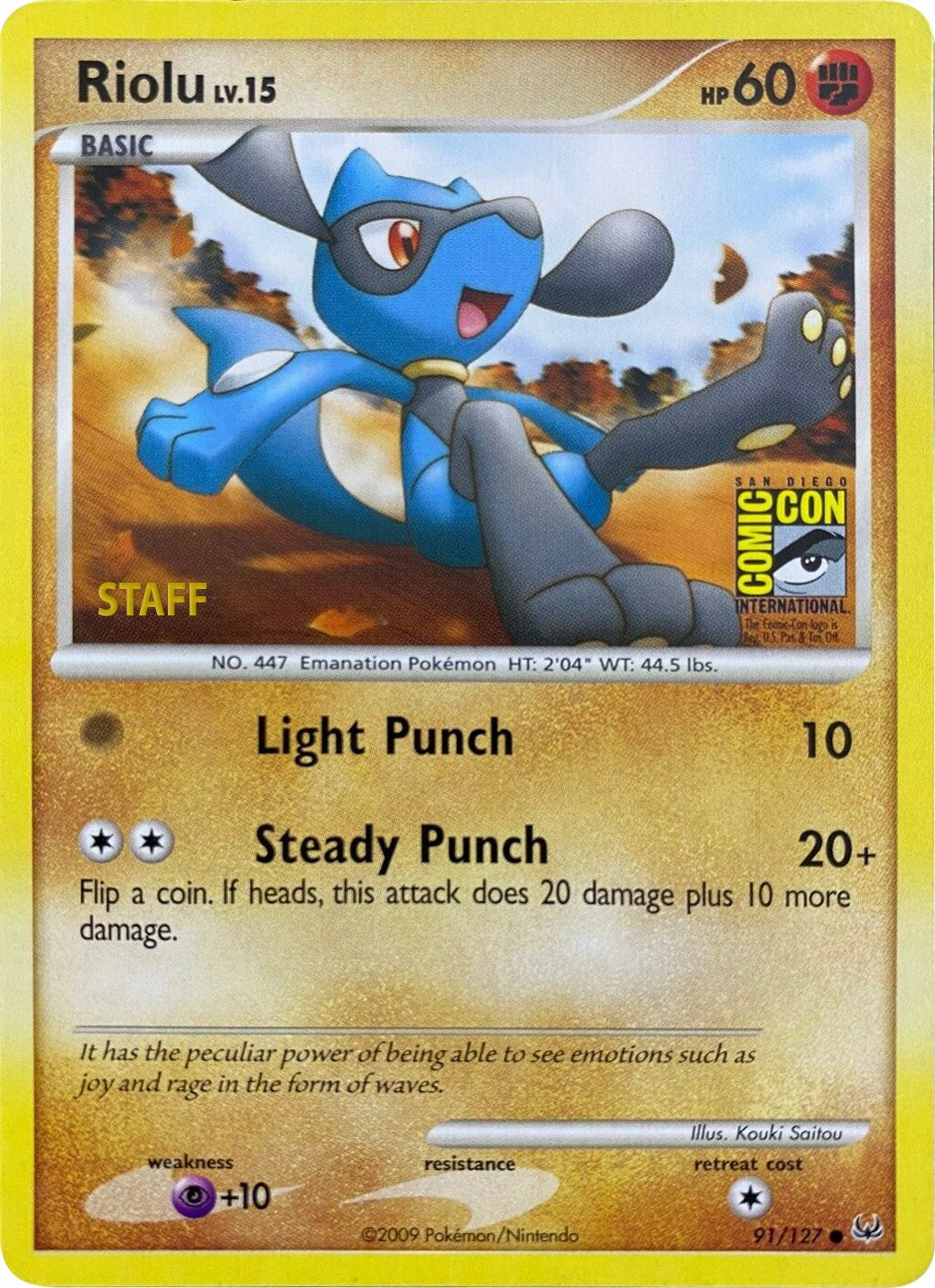 Riolu (91/127) (SDCC 2009) (Staff) [Platinum: Base Set] | Tables and Towers