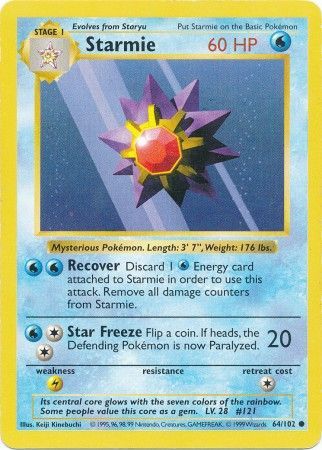 Starmie (64/102) [Base Set Shadowless Unlimited] | Tables and Towers